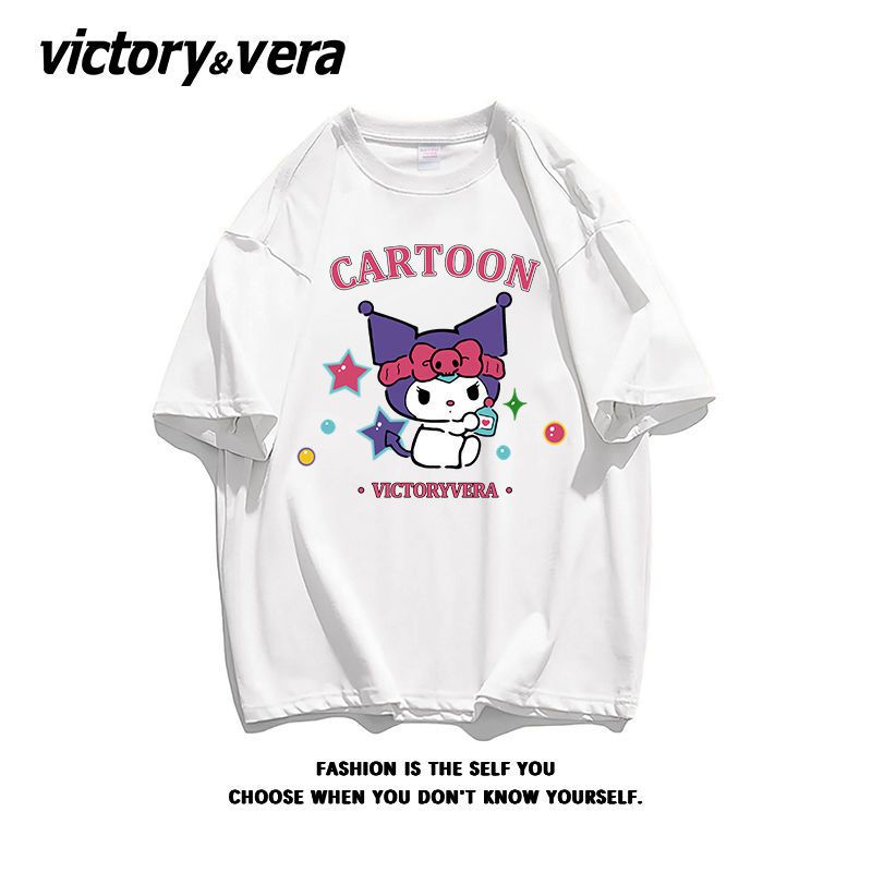 VICTORYVERA库洛米印花ins盐系纯棉短袖t恤女夏季宽松半袖慵懒风