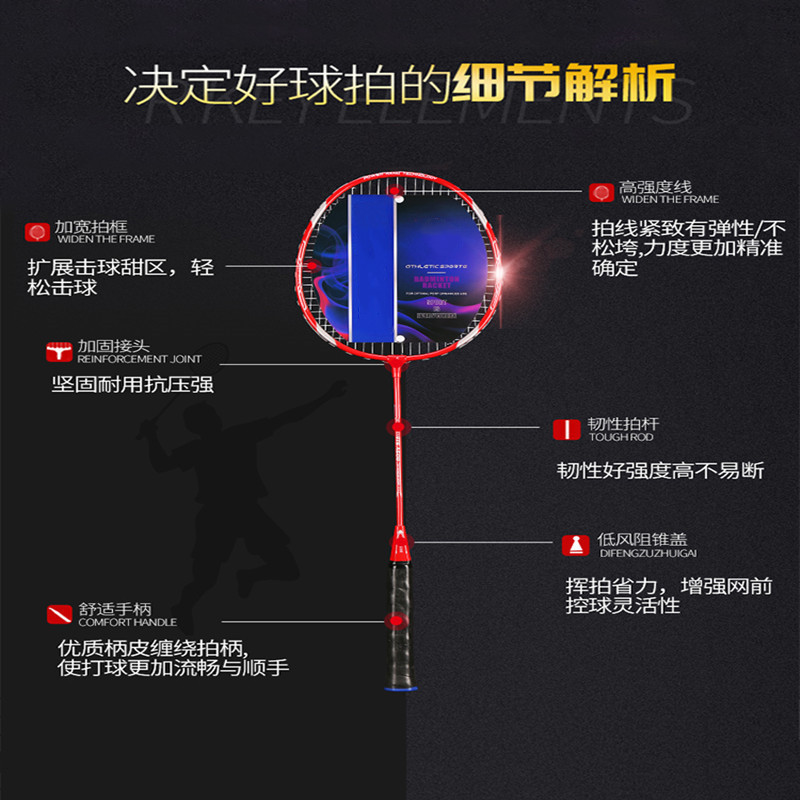 2024款羽毛球拍双拍正品成人碳素进攻耐用型儿童小学生亲子套装男女卓妈妈