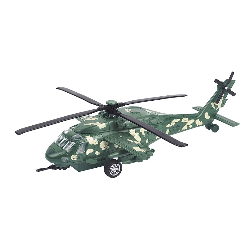 美国黑鹰直升机合金回力飞机模型仿真航模金属儿童玩具战斗件礼品黑鹰