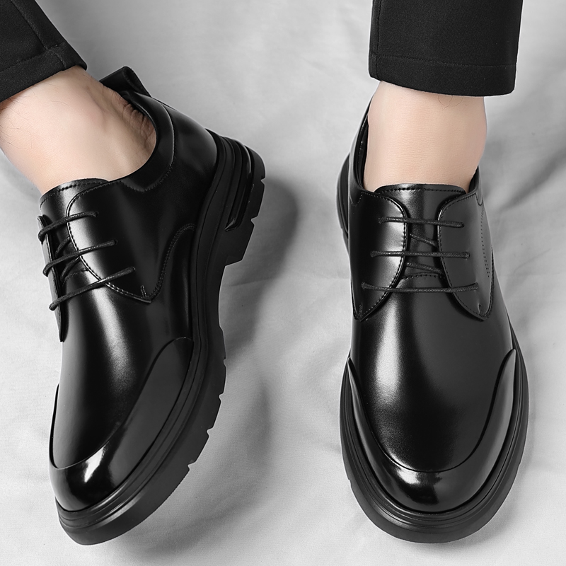 迪罗尼卡高端皮鞋男款德比鞋男士商务休闲鞋软底软皮男鞋脚宽英伦结婚鞋子高清大图