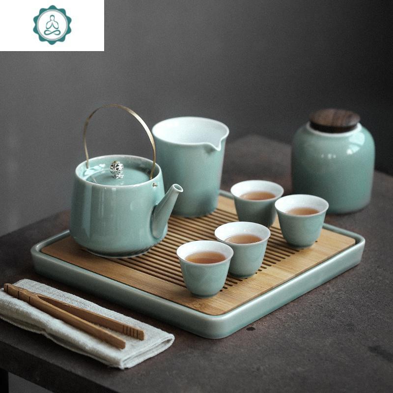 日式茶具套装家用简约陶瓷茶壶茶杯功夫茶具小套带茶盘礼盒 封后 知者