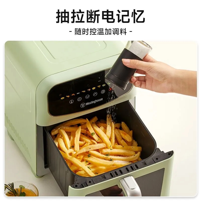 西屋可视化空气炸锅家庭6升大容量金属内腔体多功能烤箱炸锅H06杏仁白高清大图
