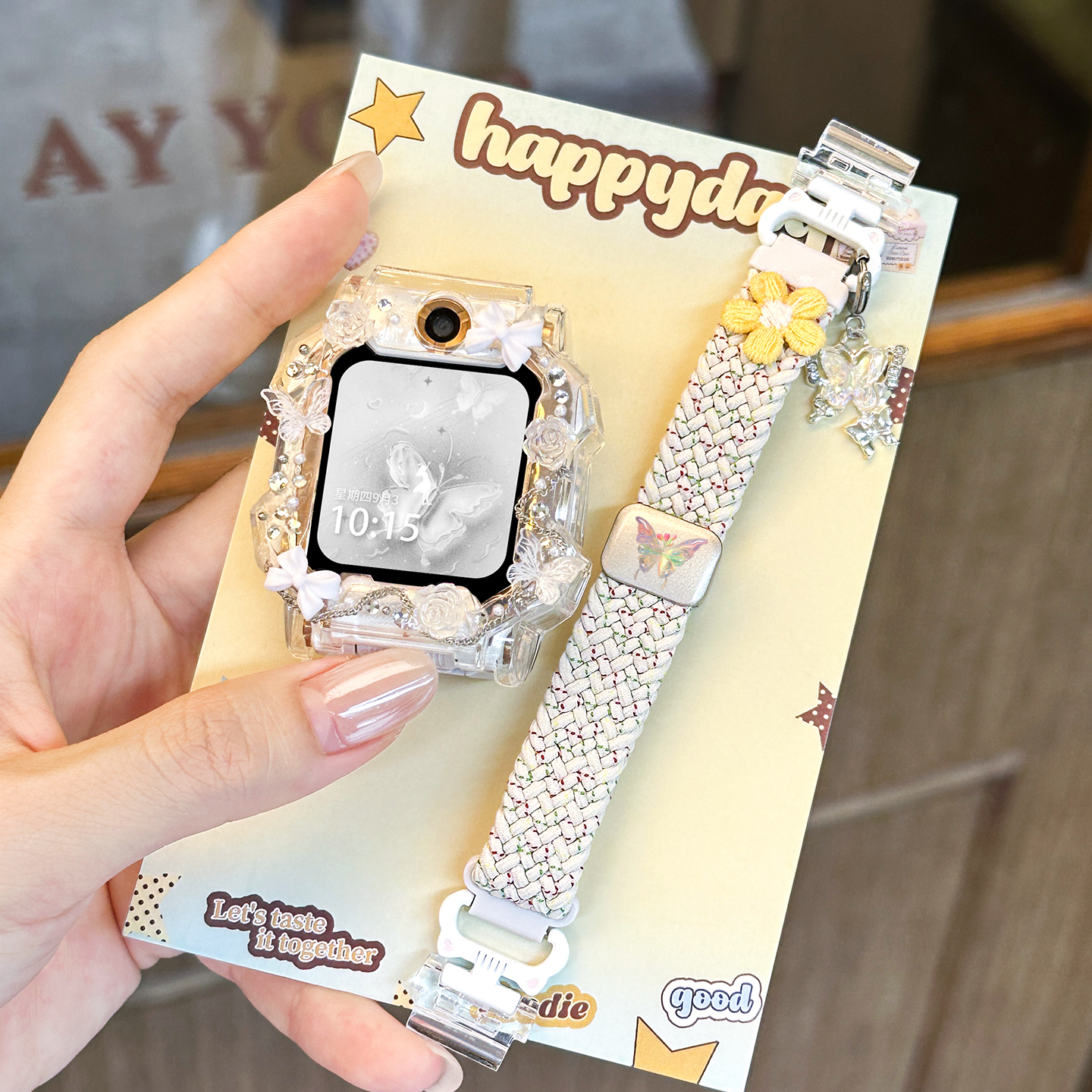 【甜美小花】适用于小天才电话手表表带z11/z10/z9新款编织z8a/z7s/z6pro保护套透气腕带配件秋3139g 星光彩 7