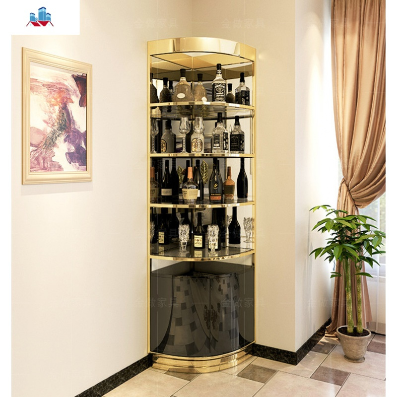 轻奢玻璃三角扇形红酒柜定制碧桂园样板转角饭厅靠墙弧形大小餐柜泰
