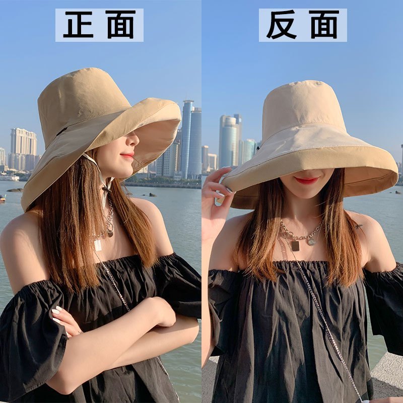 盛世尼曼遮阳帽女防晒帽子大帽檐全脸夏天户外旅游双面沙滩帽女式视频