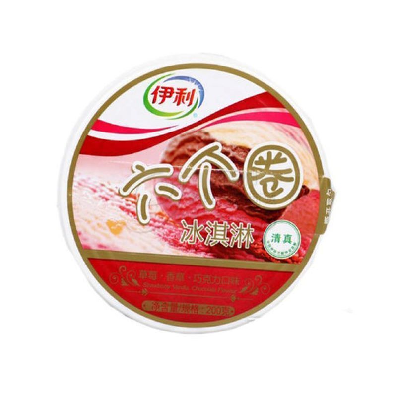 伊利六个圈（草莓香草巧克力味）冰淇淋200g