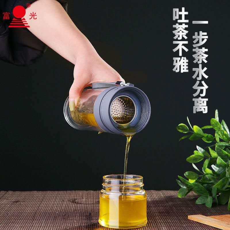 富光茶水分离泡茶杯双层玻璃水杯子男女便携随手杯创意过滤泡茶师高清大图