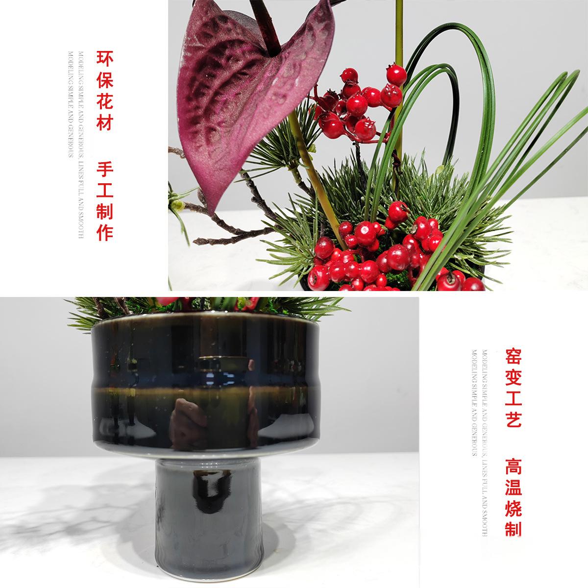 小窝厘 现代轻奢仿真花家居装饰样板房客厅餐桌摆件 (陶瓷花器+仿真花)A款货号1445高清大图