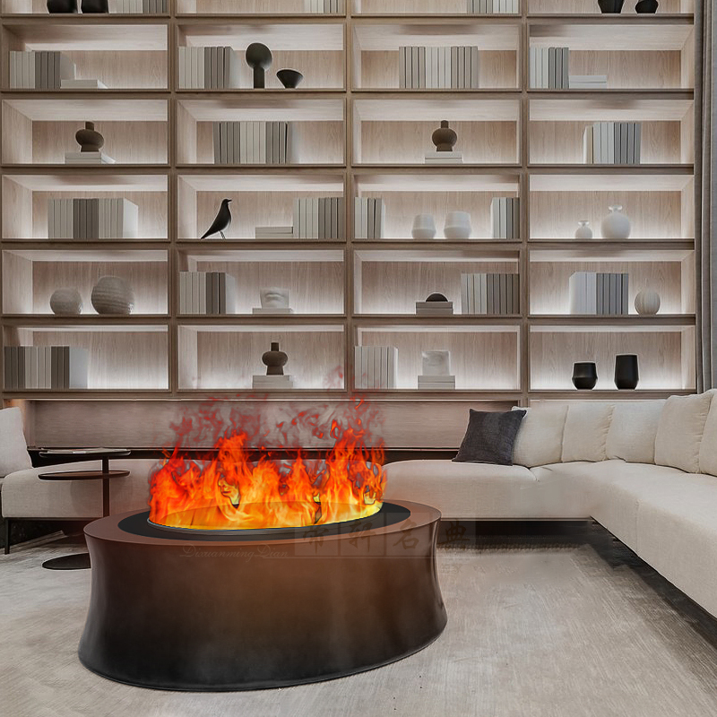 帝轩名典定制圆形雾化壁炉仿真火焰蒸汽嵌入式电子壁炉芯