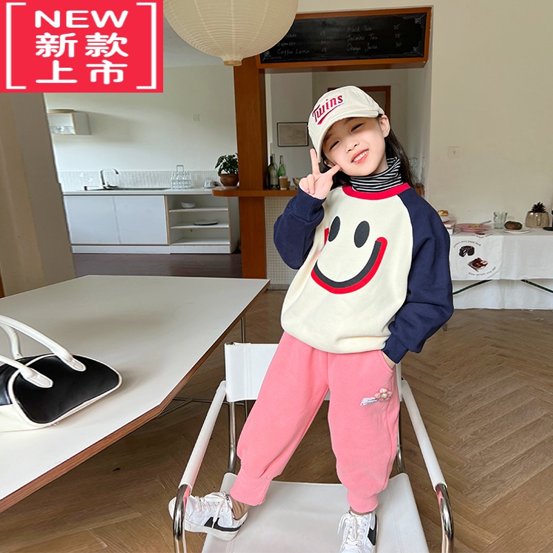 可莉允儿童双层加绒运动裤2022冬季新款保暖卫裤女宝宝加厚长裤子保暖裤