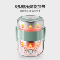 LOTOR浣熊电热饭盒自热插电保温热饭器蒸饭器上班族带饭神器办公室蒸煮可加热饭盒 海盐绿餐具款 2L