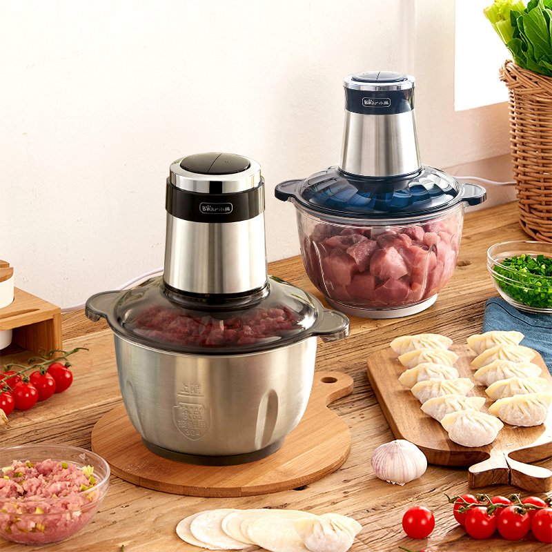 小熊绞肉机家用电动小型不锈钢全自动多功能家用搅拌碎肉机料理机 2.5升食品级不锈钢碗[共1副刀头]送饺子模高清大图