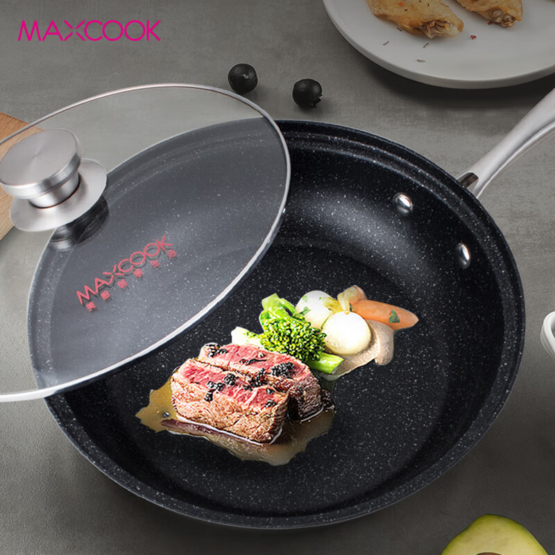 美厨 304不锈钢 耐高温 抗腐蚀 304不粘煎炒多用锅28cm MCLP-612!高清大图