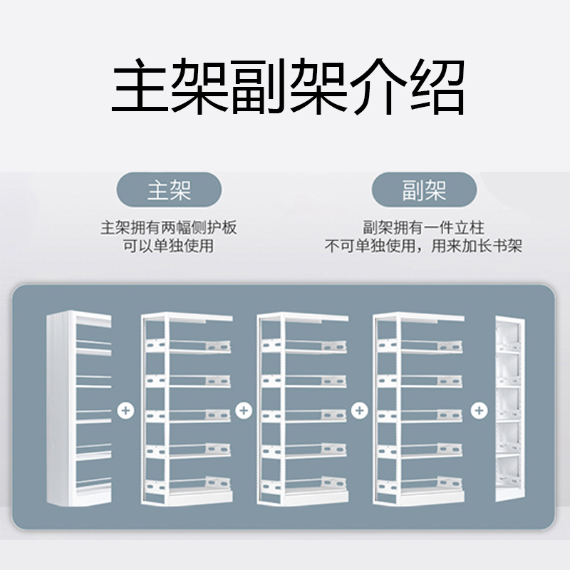 DXBG图书馆书架阅览室货架资料档案架钢制书架单面五层副架