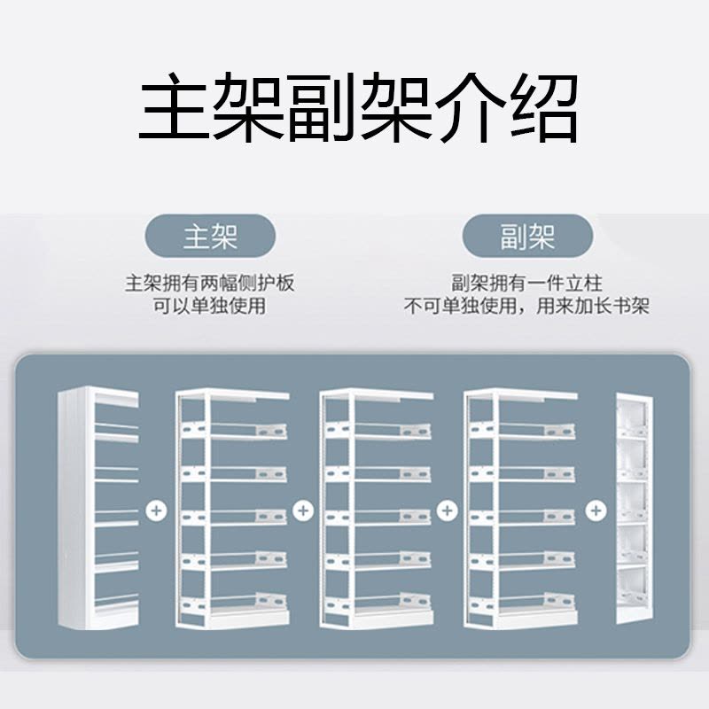 DXBG图书馆书架阅览室货架资料档案架钢制书架单面五层副架图片