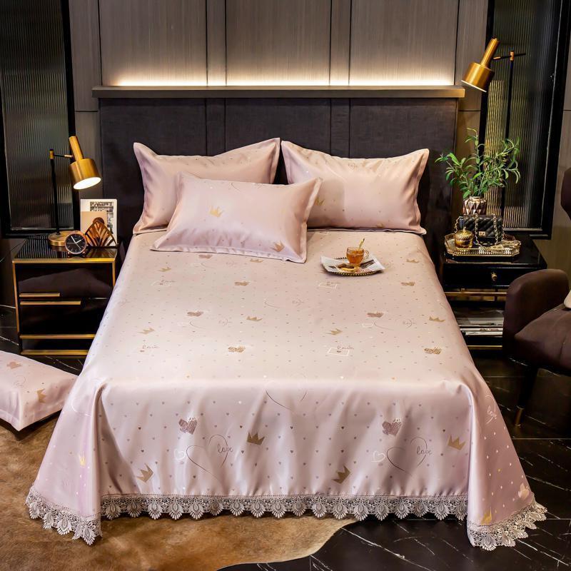 家柏饰(CORATED)夏天冰丝凉席三件套1.8m床双人席子床单可水洗可折叠机洗夏季凉席 床单款-夏日之恋 2.0*2.2m