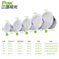 三雄极光星际LED嵌入式筒灯 牛眼灯一体筒灯 15W[3000K/4000K/6500K]5寸开孔135mm (3个装)