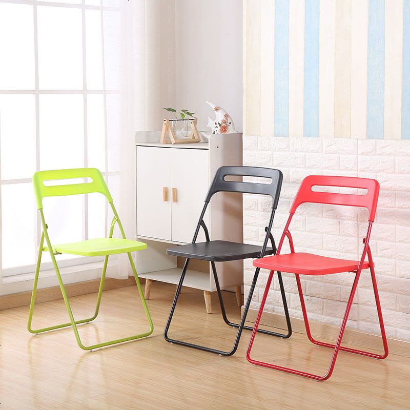 靠背椅折叠餐椅培训椅办公椅电脑椅凳子会议家用椅子宿舍椅休闲椅 特惠款黑色(密度板面)图片