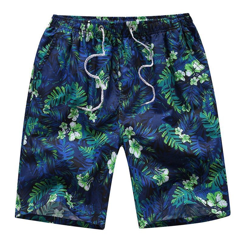 夏季休闲短裤男沙滩裤海边度假花裤子速干五分大裤衩大码中裤泳裤粉红