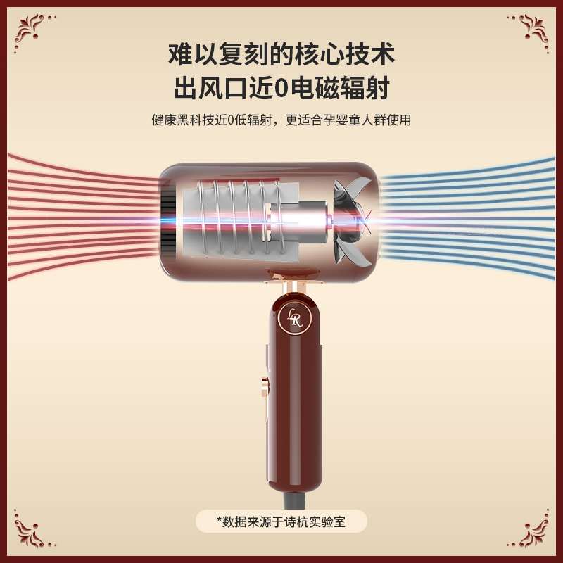 罗拉如炬(Lowra rouge)低辐射复古限定款负离子护发电吹风家用便携大功率吹风机 蔷薇粉 CL-611高清大图