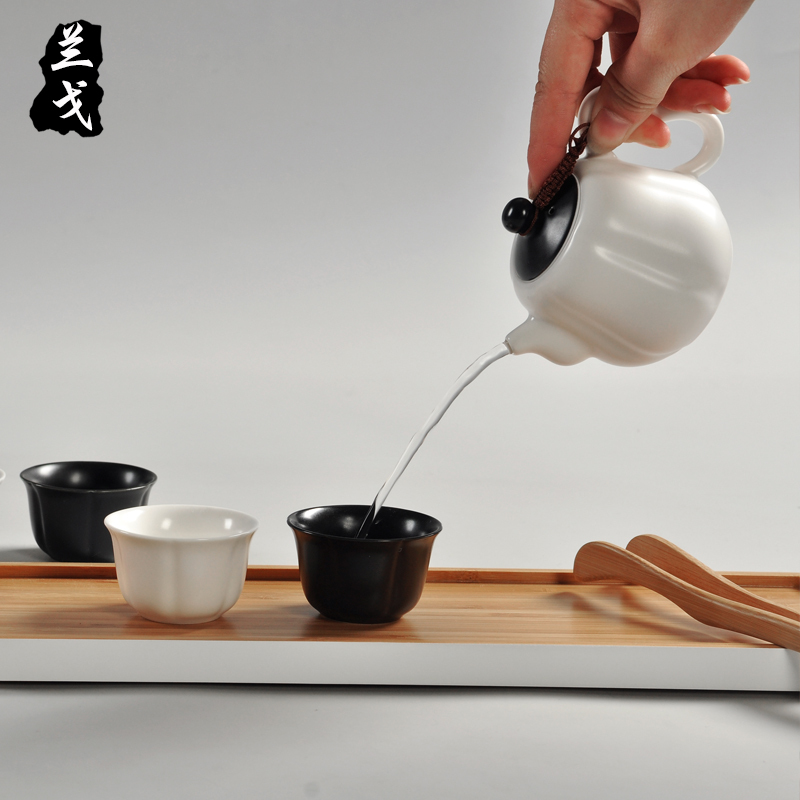 美帮汇套装家用陶瓷茶杯茶道配件便携包功夫茶壶快客杯