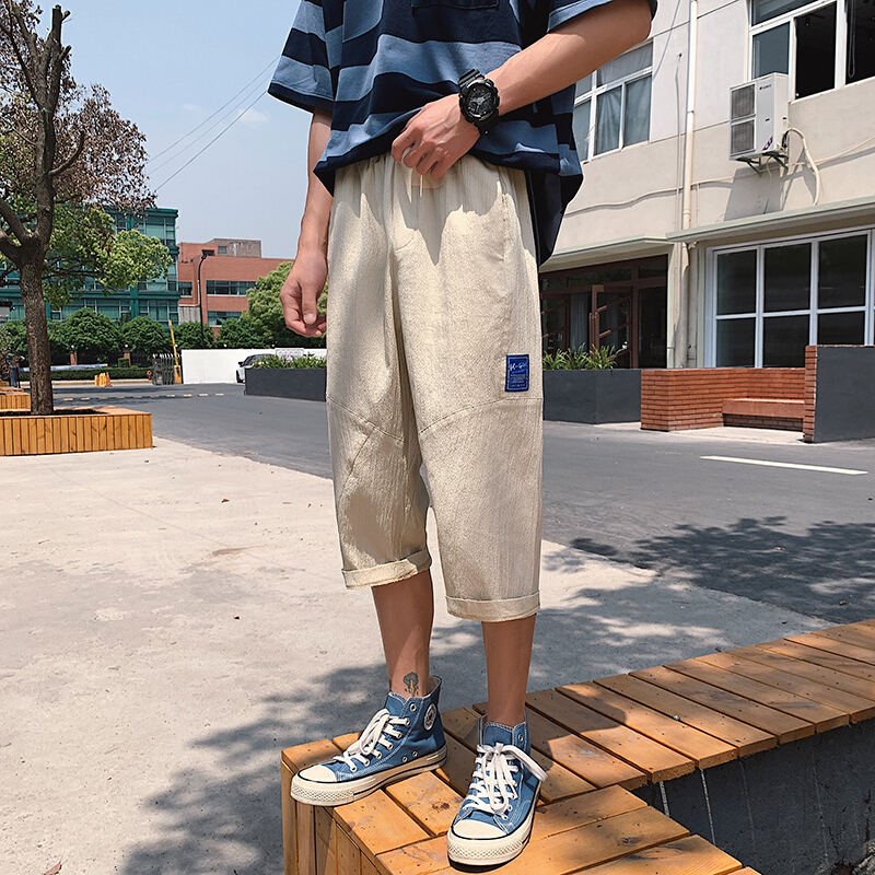 梵克公牛夏季新款休闲商务休闲流直筒男中裤子薄款