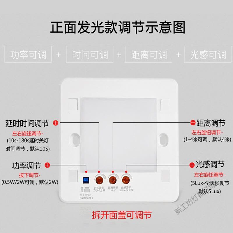苏宁放心购 LED人体感应86型地脚灯嵌入式家用楼梯过道踢脚踏步起夜间小夜灯图片