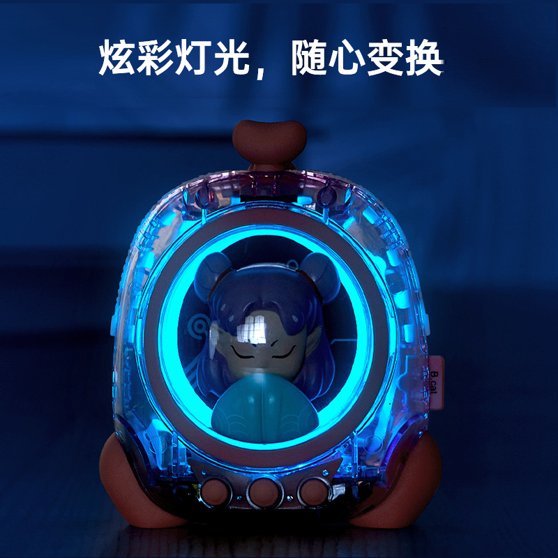 黄油猫 太空舱蓝牙音箱 七彩闪光太空背包无线小音响 绛紫星云款