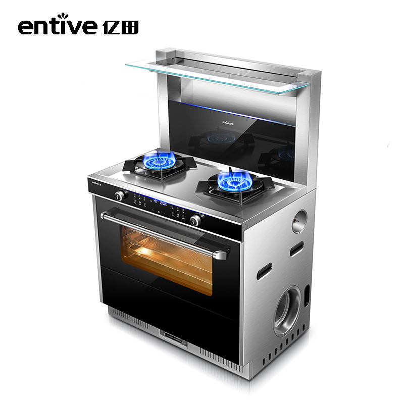 亿田（entive）S3侧吸下排抽油烟机燃气灶蒸箱套装家用一体灶 天然气 集成灶