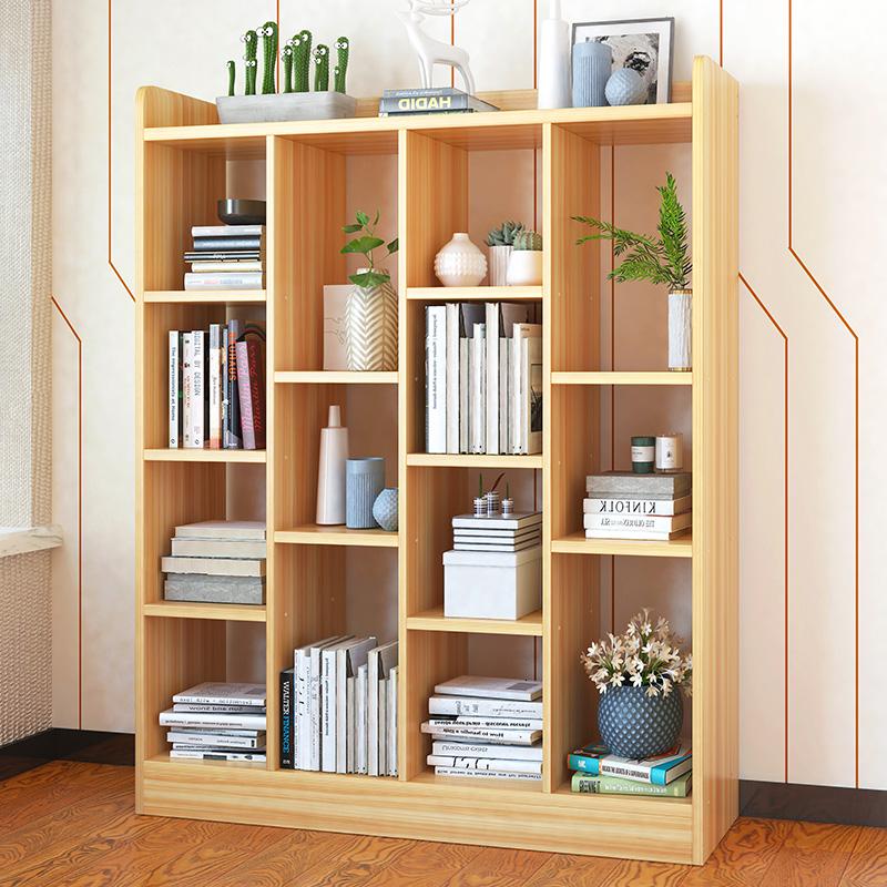 苏宁严选oloey简易格子柜自由组合木质落地收纳书架置物架小柜子简约