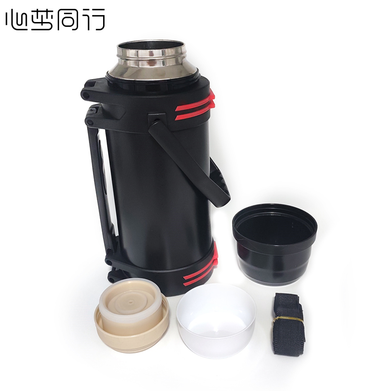 心梦同行旅行保温壶大容量304不锈钢保温杯背带便携热水壶户外水杯4000ml 1261/个高清大图