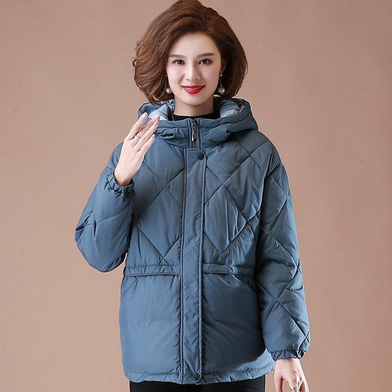迪鲁奥（DILUAO)40岁50岁妈妈穿的羽绒服2021年新款女外套中年人女装面包服妈妈短_602 XL(建议125-145斤) 蓝色