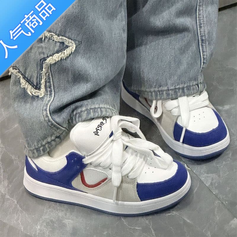 SUNTEK港风情侣小众面包鞋女2023春夏新款小白鞋ins超火运动休闲板鞋潮图片