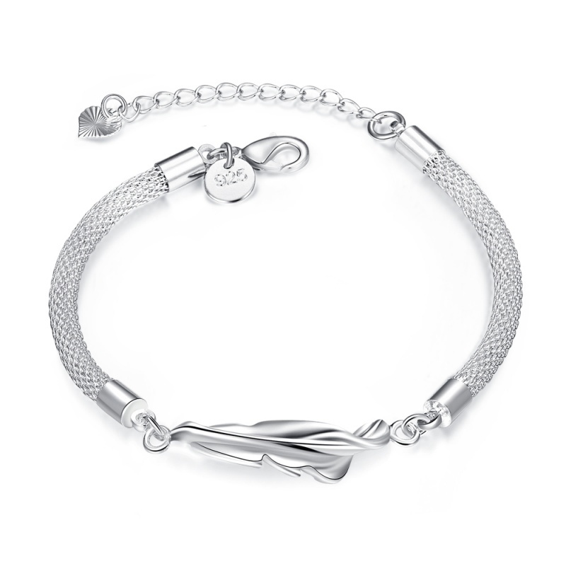 H361 Fashion Bracelet 时尚羽毛手链欧美外贸镀925纯银女首饰送女朋友七夕情人节礼物