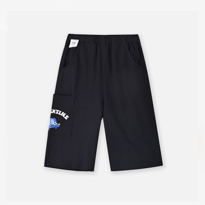 【1件3折】铅笔俱乐部童装2025夏装新款男小童短裤宝宝针织中裤儿童五分裤子 黑色 110cm