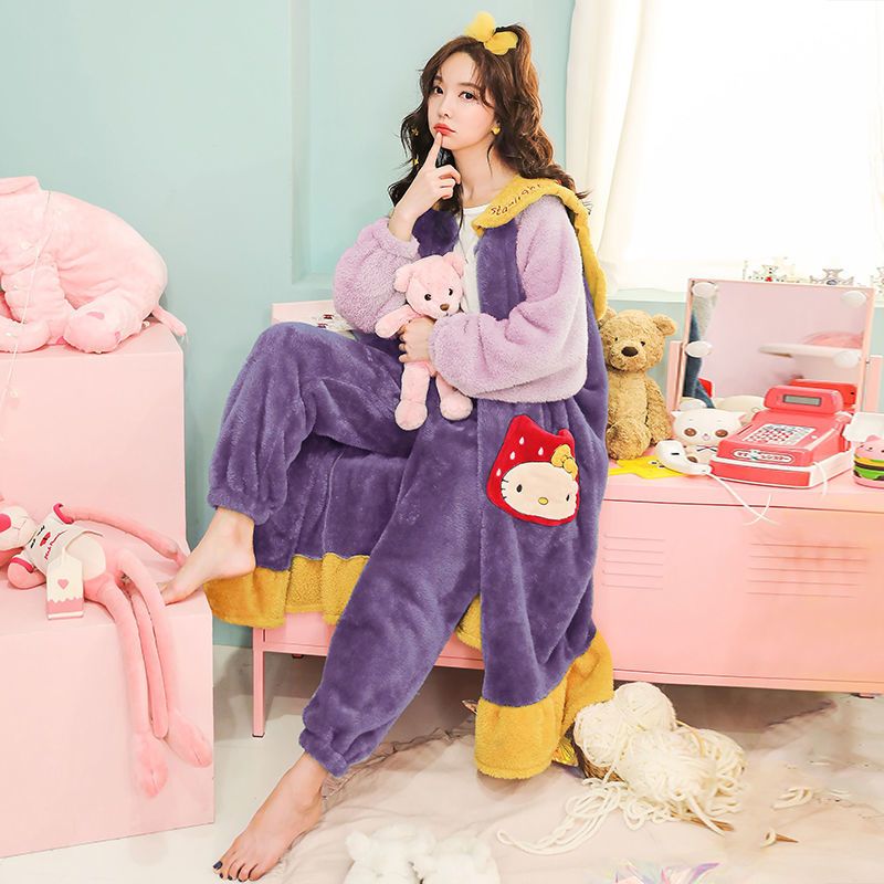 睡袍女秋冬季睡衣珊瑚绒加厚加绒长款可爱春秋款法兰绒浴袍家居服