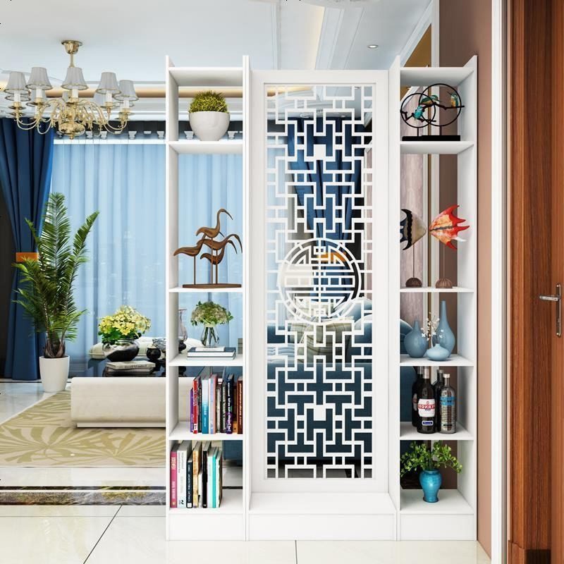 白色便宜半透明绿植屏风隔断客厅小户型展示架简易多功能省空间