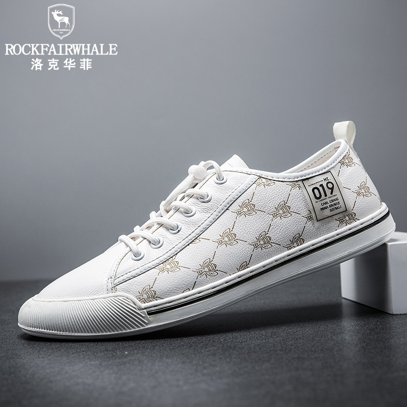 Rock Fairwhale洛克华菲 板鞋新品男鞋低帮男士小白鞋真皮韩版2025男鞋春季潮流休闲鞋高清大图