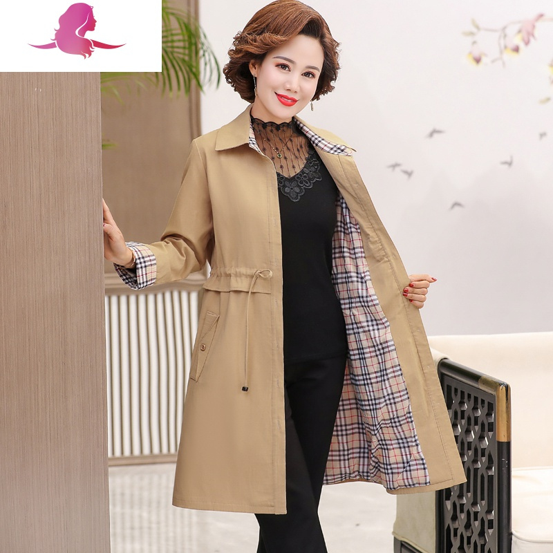 艳如飞女士风衣 艳如飞妈妈秋装外套2020新款中老年女春秋中长款风衣