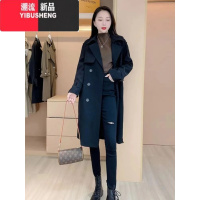 YIBUSHENG风衣女2023新款春女士大衣中长款外套小个子欧货今套中个 L建议100斤-115斤 黑色
