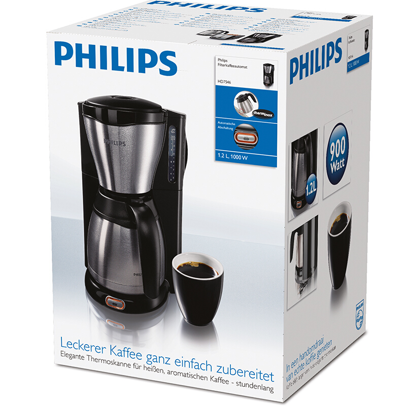 飞利浦(Philips) 咖啡机HD7546家用半自动滴漏式美式咖啡壶 不锈钢保温热水壶设计高清大图