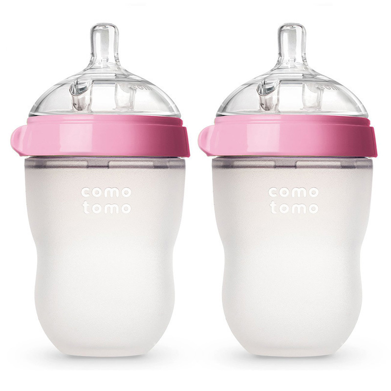 Comotomo/可么多么 EN250TP 婴儿全硅胶奶瓶 粉色 250ML 两个装 美国直采