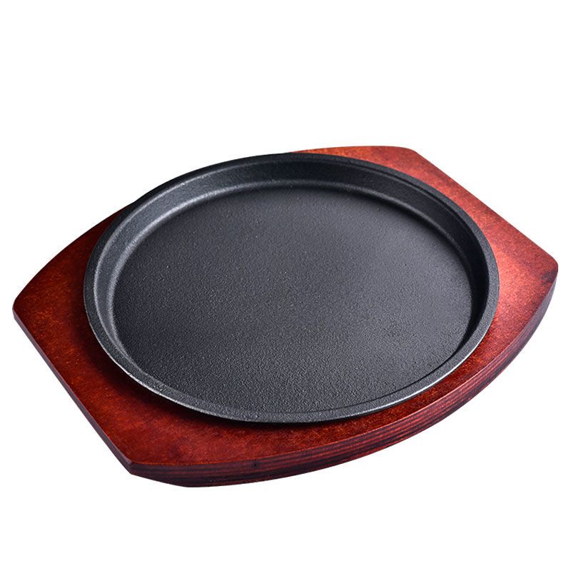 商用圆形铁板烧盘家用西餐牛排盘烧烤铁盘牛排煎锅煎肉铁盘子酒店