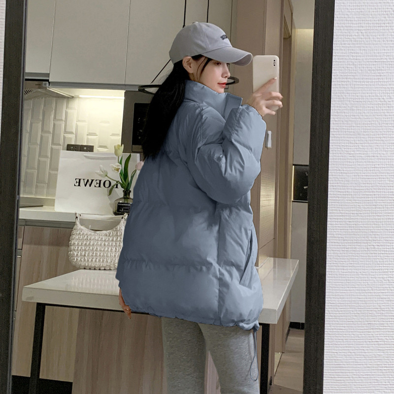 [2.5折价150元]唐狮冬季棉衣女韩版宽松立领左胸标简约休闲外套保暖百搭