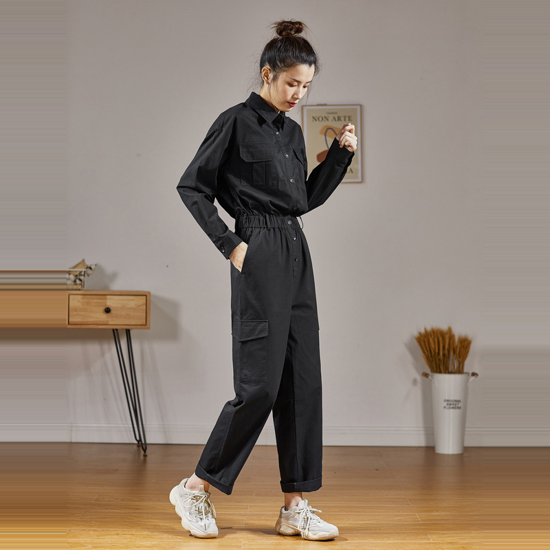 2折价899元唐狮秋新款休闲裤工装连体衣女装时髦显瘦连体裤女网红潮