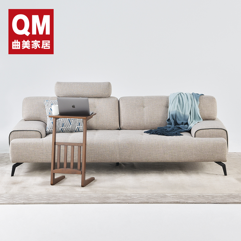 曲美家居北欧布艺沙发床两用多功能小户型双人沙发可调节靠背