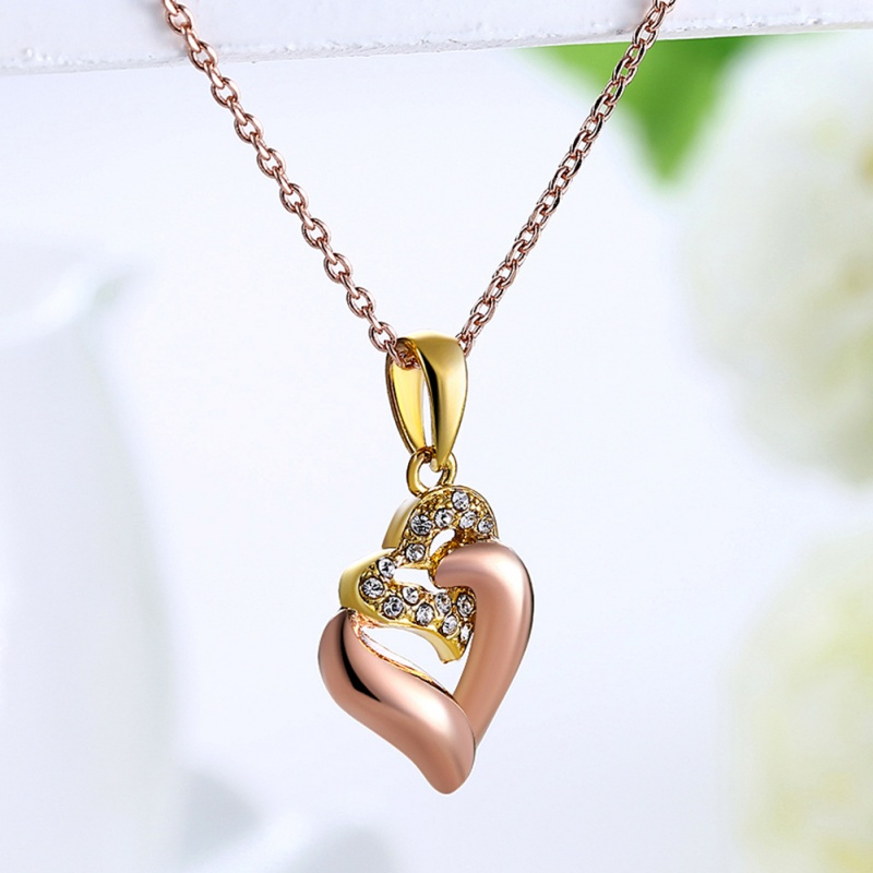 N573FashionNecklace玫瑰金心相印坠时尚镀彩金项链女韩版送女朋友七夕情_9_9