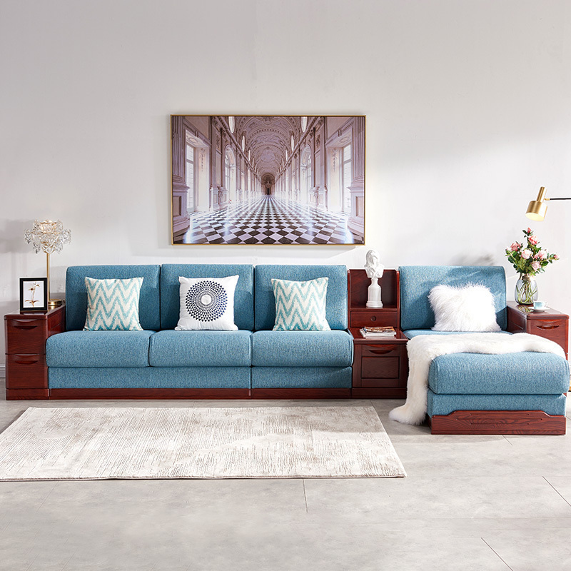 光明家具现代中式客厅家具实木沙发组合贵妃椅沙发多组合转角沙发108b