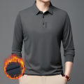 啄木鸟男士长袖t恤polo衫秋冬季休闲轻商务打底衫时尚翻领正装 B8339草灰加绒款 XL(建议130-145斤)