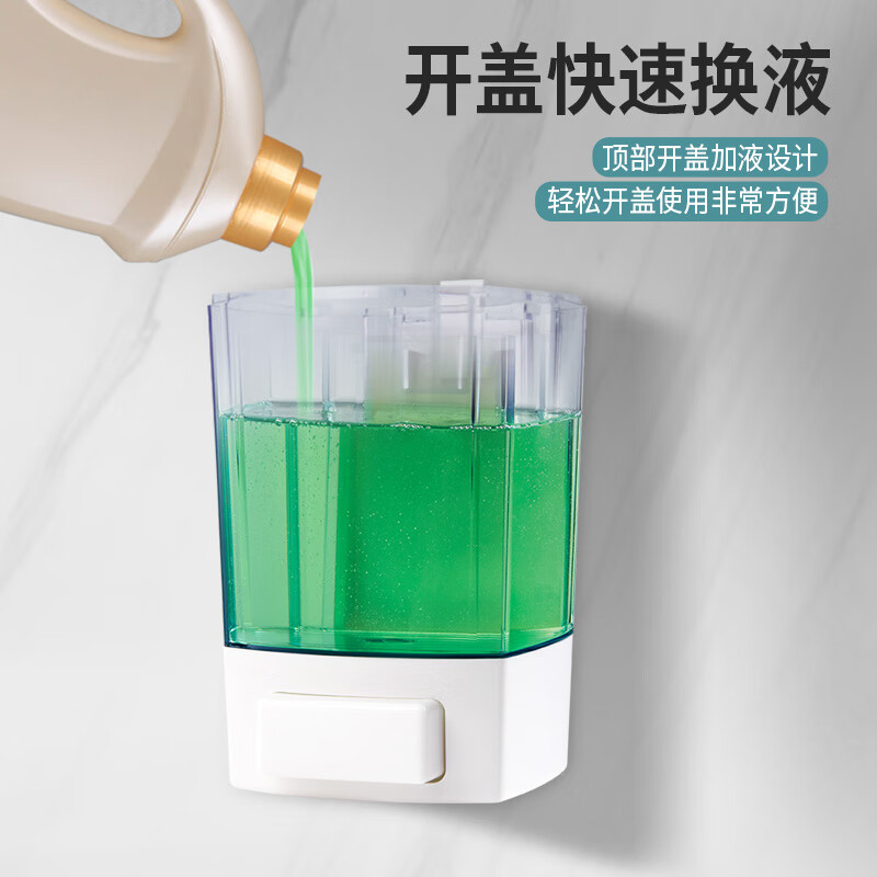 瑞沃(SVAVO)壁挂手动皂液器家用厨房洗洁精按压出液瓶公共卫生间洗手液给液盒 白色单位:个高清大图